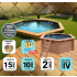Piscine Bois Spark PRESTIGE Ronde Hexagonale Avec Escalier SPARK ⌀ 395x115cm Liner Relief 3D