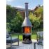 Barbecue/ Cheminée MELBOURNE en acier inoxydable Brun avec porte en verre