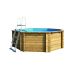 Piscine bois Hexagonale 395x117cm Liner bleu