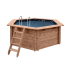 Piscine Bois Spark PRESTIGE Ronde Hexagonale Avec Escalier SPARK ⌀ 395x115cm Liner Relief 3D
