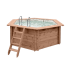 Piscine Bois Diamant PRESTIGE Ronde SPARK avec Plage Immergée + Escalier ⌀360x131cm Liner Relief 3D