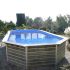 Piscine bois Octogonale Allongée SIAYAN 730x420x129cm Liner Bleu