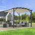 Pergola arche structure mixte aluminium/acier coloris gris / Surf. de protection : 11,22 m2 / toit en toile polyester 140 gr/m2 