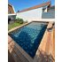 Piscine Bois Luxe Rectangulaire avec Plage immergée + escalier 420x320x145cm Pierre de Bali