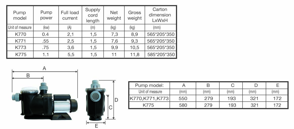 POMPE FILTRATION PISCINE POOLSTYLE 3/4 CV 230V